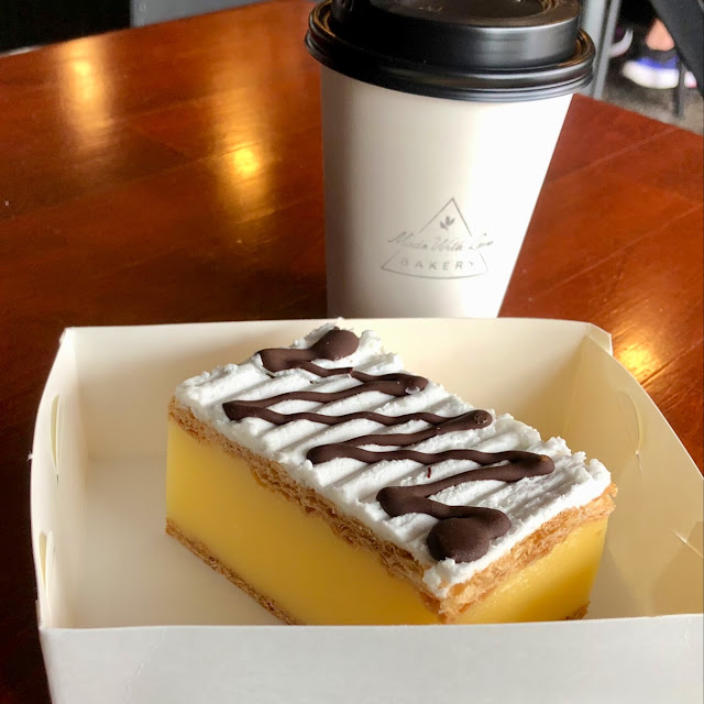 Vanilla Slice and a Cappuccino